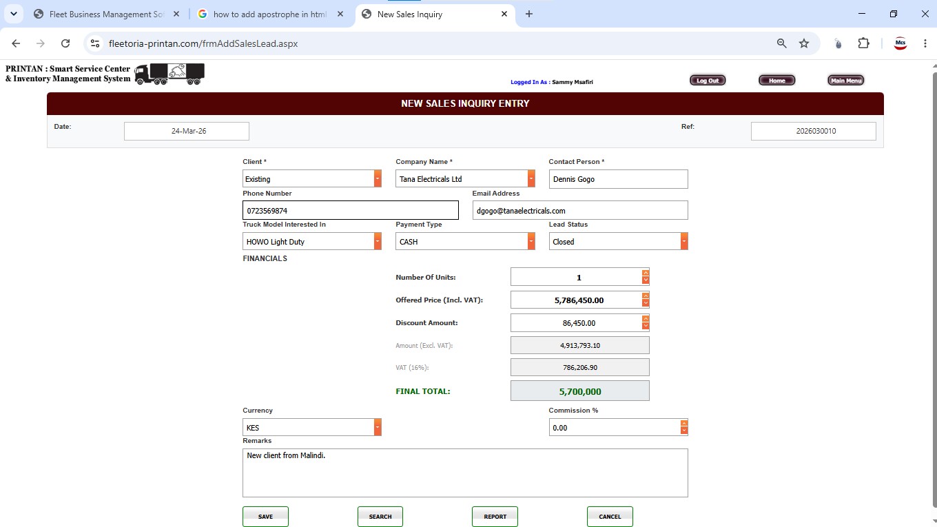 Sales pipeline view
